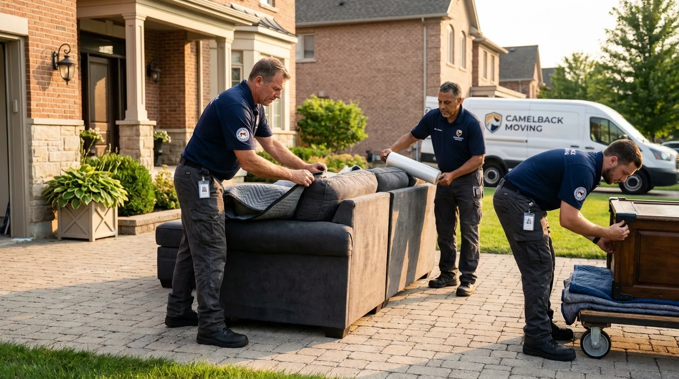 Large estate moving crew wrapping furniture in Quartzsite, AZ